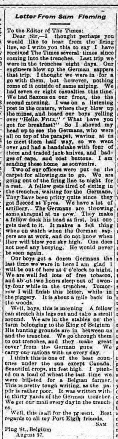 Port Elgin Times, August 22, 1915, p.1